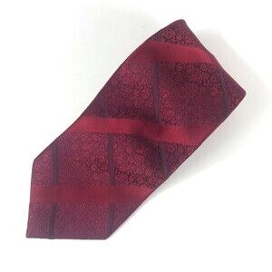 Sean John Fine Tailoring Red Silk Tie Geometric Floral Paisley Striped Design